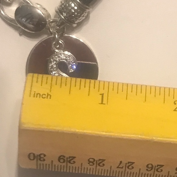 Vintage 6 Strand Black Vegan Waxed Cord Initial Rhinestone “S” Bracelet 7.5 - Picture 13 of 15